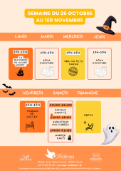 ANIMATIONS AUX ONDINES DU 26 OCTOBRE AU 1ER NOVEMBRE