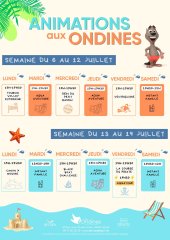 Animations aux Ondines du 6 au 19 juillet 2026