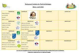 Menu avril 2026