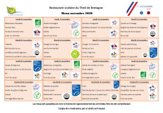 Menu du mois de novembre 2026