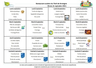 Menu septembre 2024