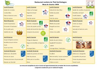 Menu janvier 2026
